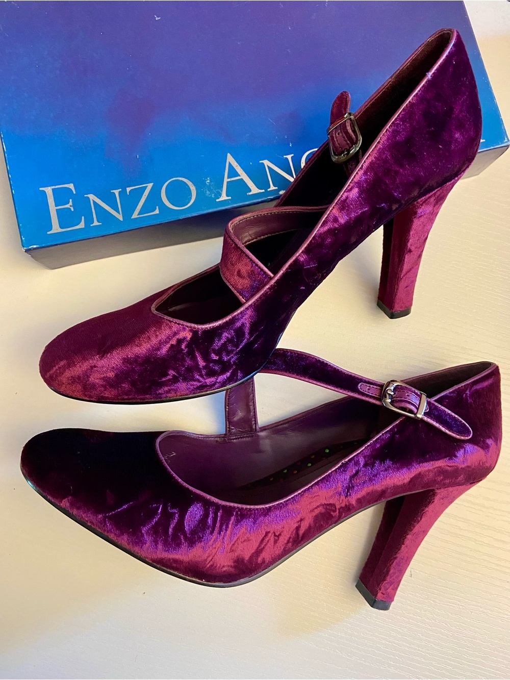 Enzo Angiolini Purple Velvet Mary Jane Heels